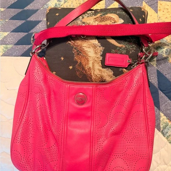 Coach Pink Perforated Leather Satchel - Picture 5 of 5